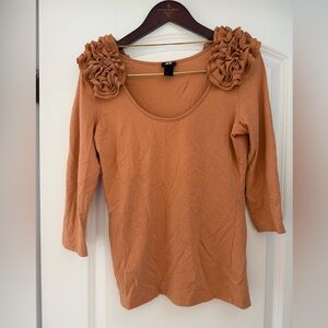 H&M Women's Floral Shoulder Detail Scoop Neck Top - Rust